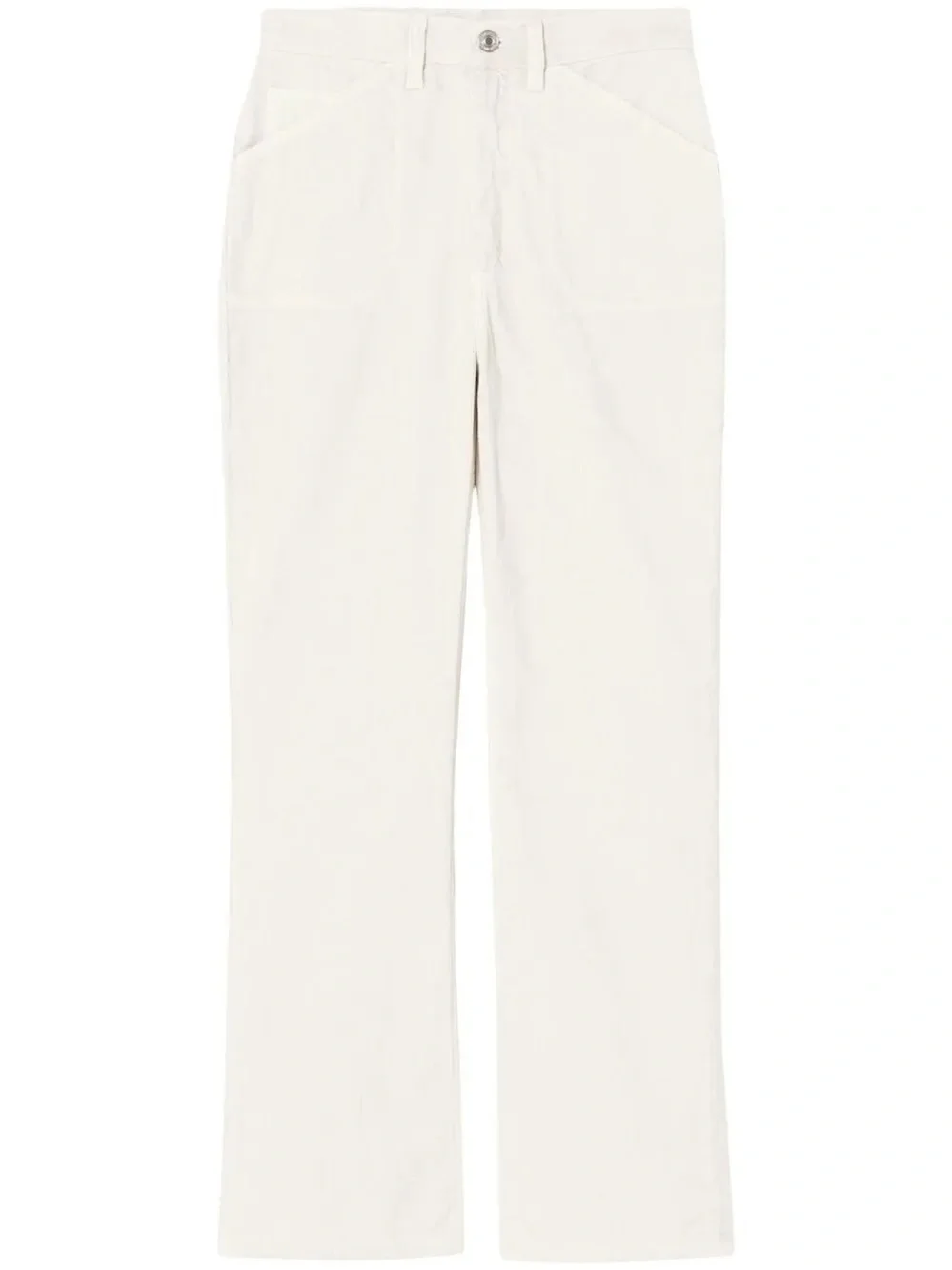 Re/Done Flared Cropped Corduroy Trousers in Ivory - Size 23